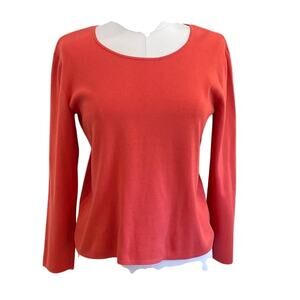 Chico's 1 Silk Blend Orange Long Sleeve Round Neck Sweater, Minimalist, M